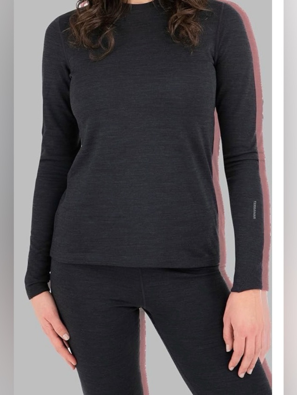 Terramar, Women’s, Long-Sleeve, Crew, Base Layer Top , Charcoal, size medium